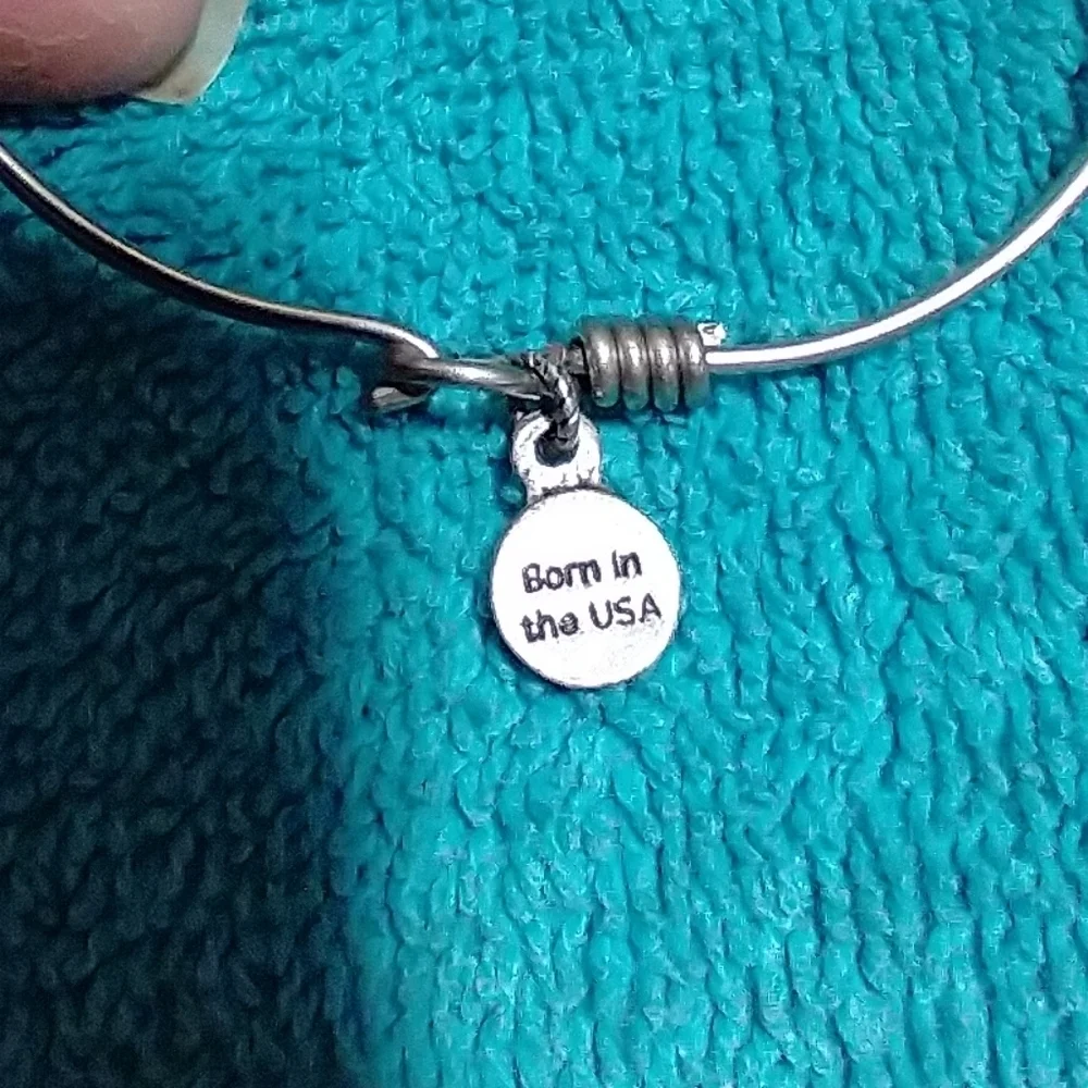 Silvertone Pineapple Charm Bracelet L+D Born In The USA Small Wrist Child